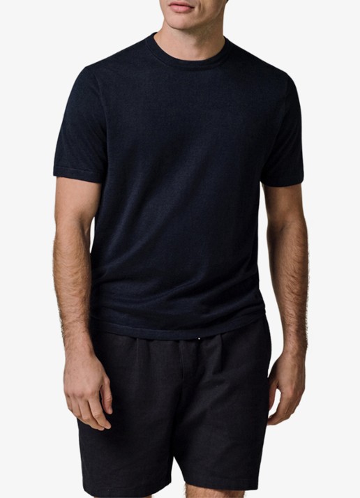 Profuomo T-shirt in linnenblend met ronde hals