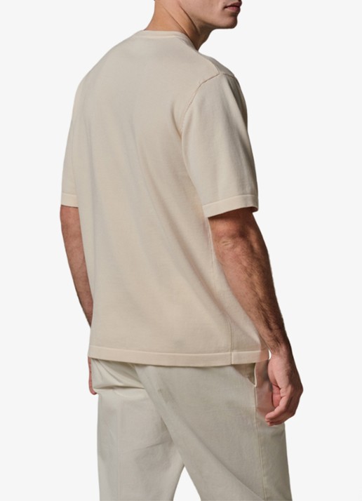Profuomo T-shirt met borstzak - achterkant gebroken wit