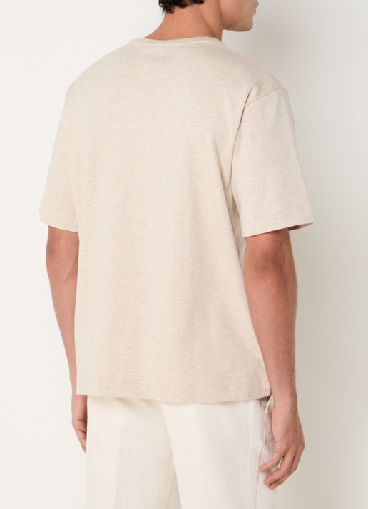 Profuomo T-shirt met ronde hals - achterkant 5 beige