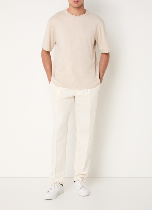Profuomo T-shirt met ronde hals - voorkant 4 beige
