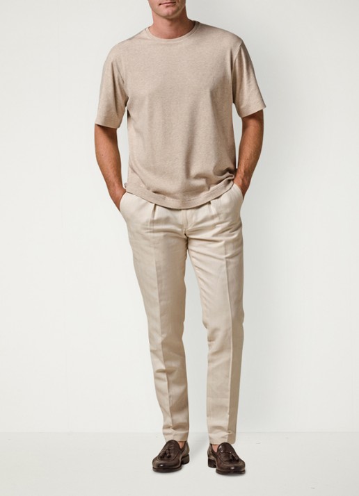 Profuomo T-shirt met ronde hals - voorkant 3 zand