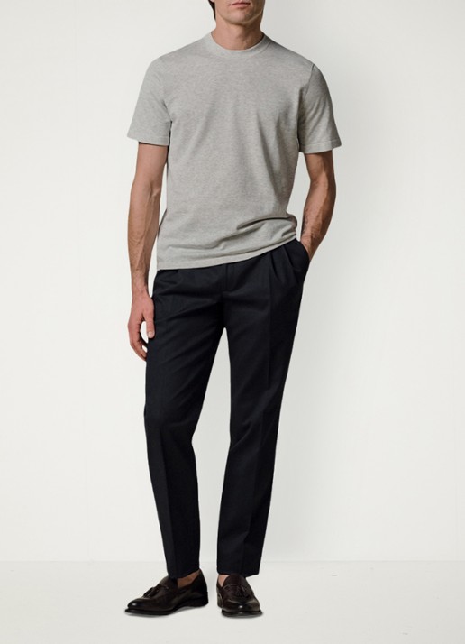 Profuomo T-shirt met ronde hals - voorkant 3 lichtgrijs