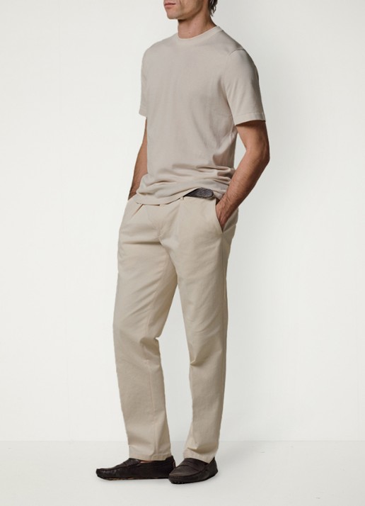 Profuomo T-shirt met ronde hals - voorkant 5 gebroken wit