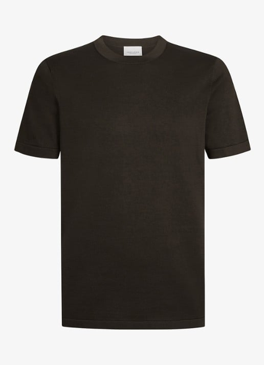 Profuomo T-shirt met ronde hals - voorkant 5 donkerbruin