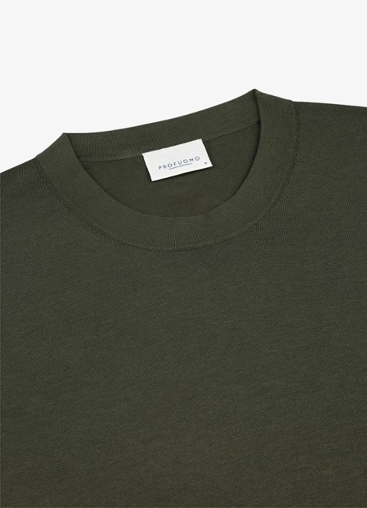 Profuomo T-shirt met ronde hals - detail 2 donkergroen