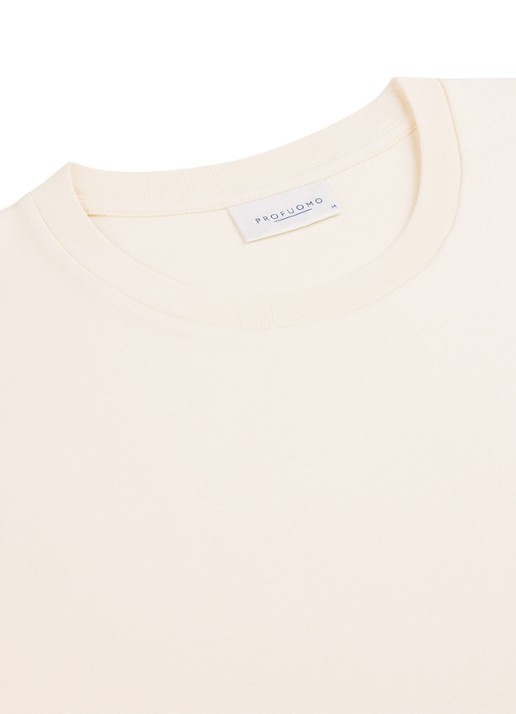 Profuomo T-shirt met stretch - detail 5 creme
