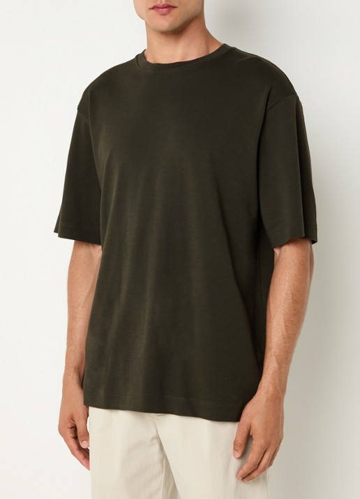 Profuomo T-shirt met stretch - detail 4 bronsgroen