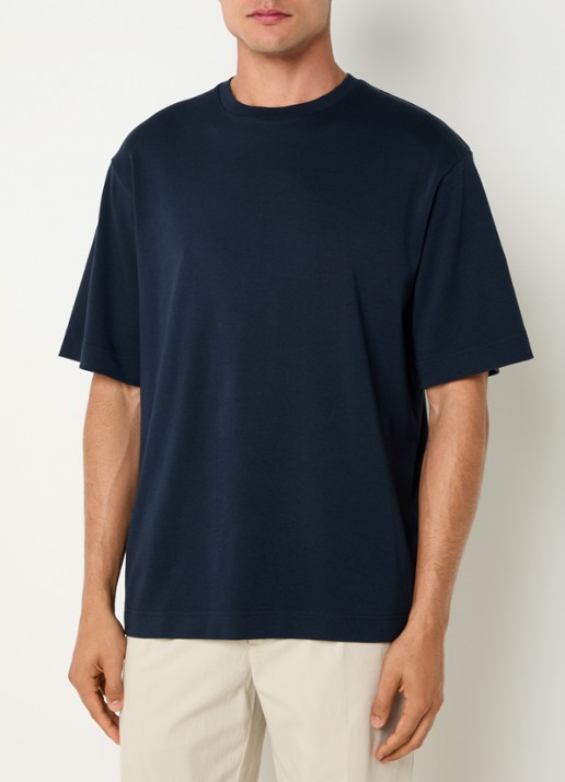 Profuomo T-shirt met stretch - detail 4 donkerblauw