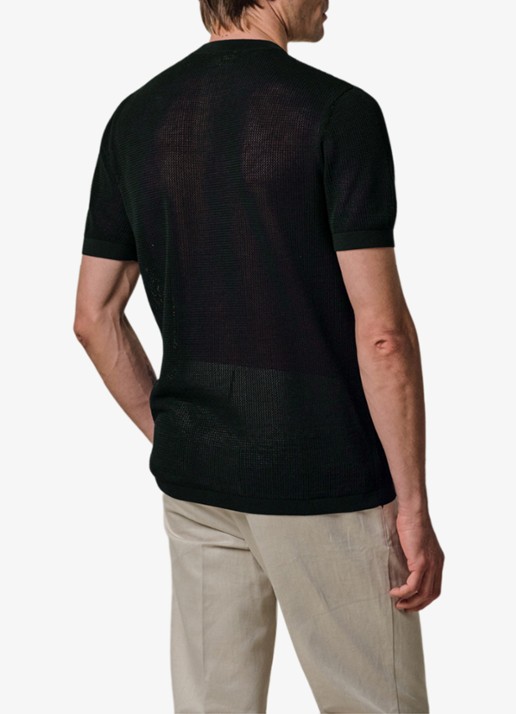 Profuomo T-shirt met structuur - achterkant 4 donkerblauw