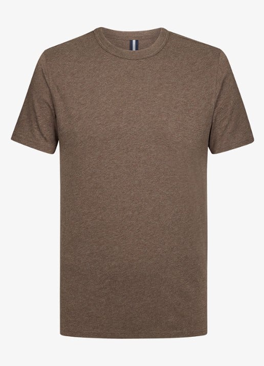 Profuomo T-shirt van jersey - voorkant 6 donkerbruin