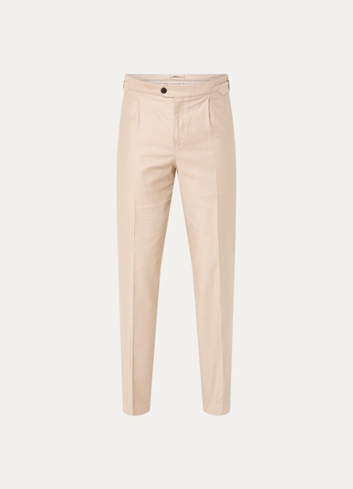 Profuomo Tapered fit pantalon in linnenblend met steekzakken - voorkant 5 beige