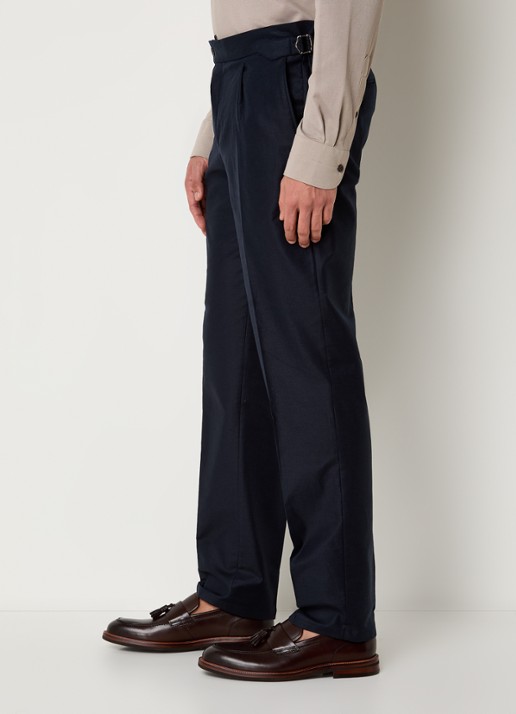 Profuomo Tapered fit pantalon in linnenblend met steekzakken - detail 2 donkerblauw
