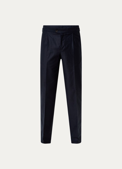 Profuomo Tapered fit pantalon in linnenblend met steekzakken
