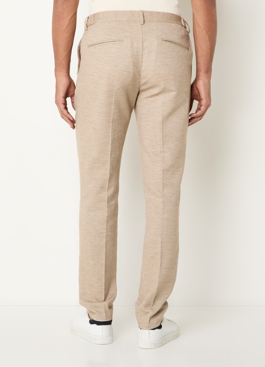 Profuomo Tapered fit pantalon in linnenblend met steekzakken - achterkant 3 beige
