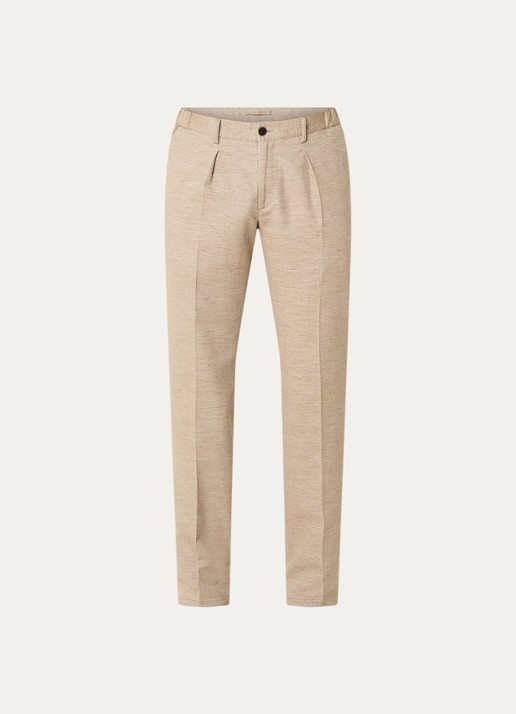 Profuomo Tapered fit pantalon in linnenblend met steekzakken