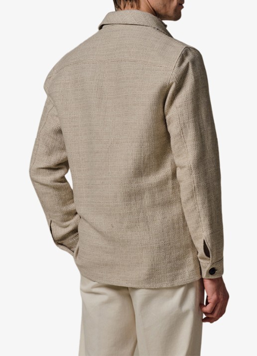 Profuomo Textured overshirt van linen - achterkant 4 beige