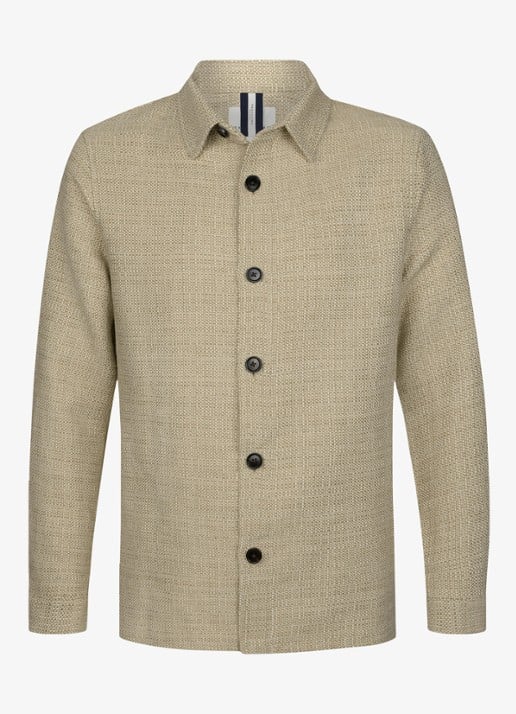Profuomo Textured overshirt van linen - detail 2 beige