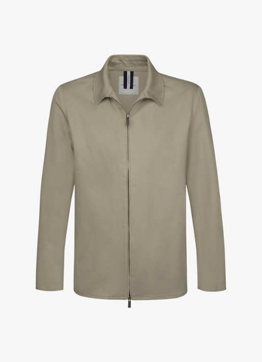 Profuomo Twill overshirt met zipper - detail 2 beige