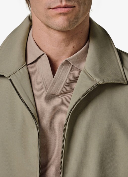 Profuomo Twill overshirt met zipper - voorkant 5 beige