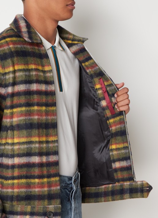 PS Paul Smith Jack in wolblend met ruitdessin en steekzakken - detail 3 donkergroen