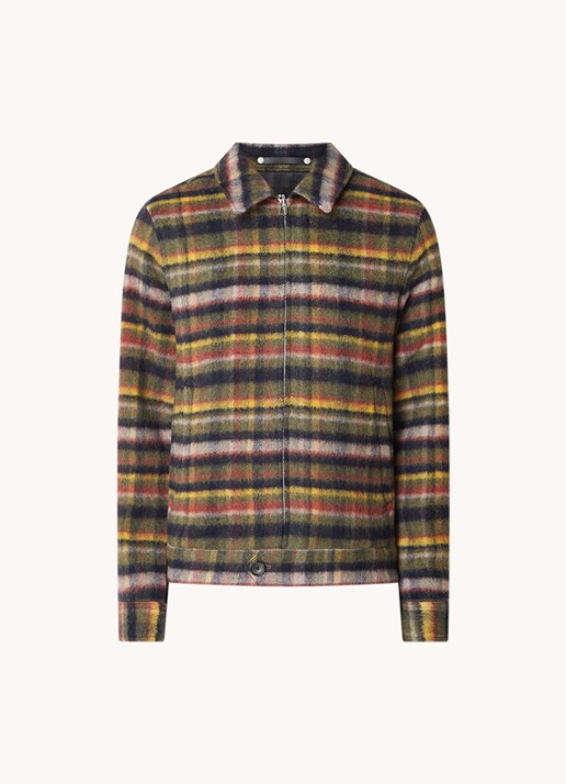 PS Paul Smith Jack in wolblend met ruitdessin en steekzakken - voorkant 5 donkergroen