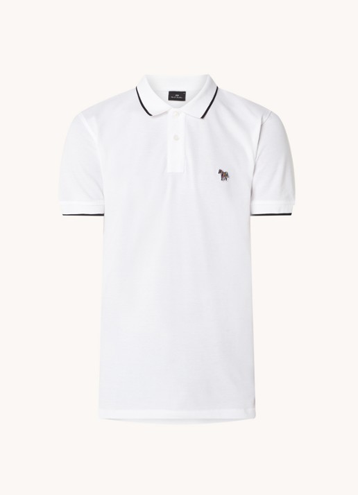 PS Paul Smith Regular fit polo van  katoen met borduring - voorkant 4 wit