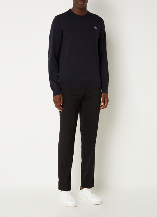 PS Paul Smith Sweater van  katoen met logoborduring - voorkant 3 blauw