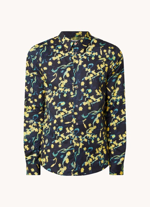 PS Paul Smith Tailored fit overhemd met print - voorkant 2 neongeel