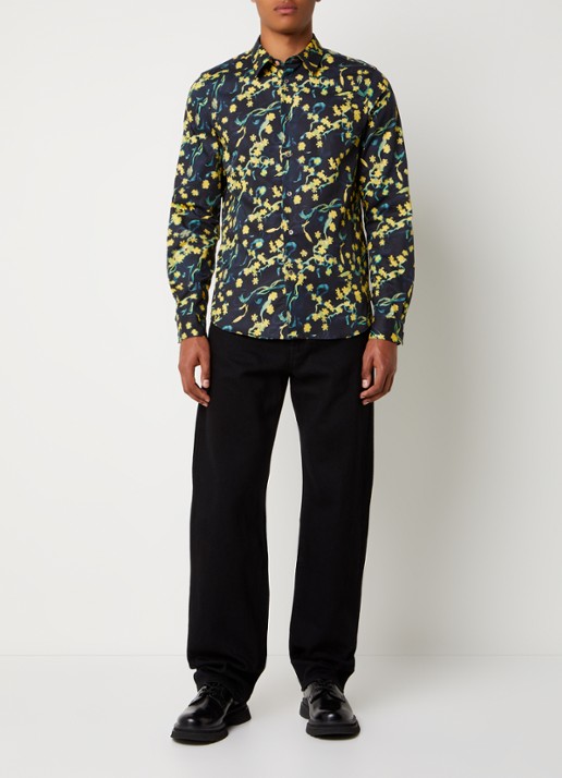PS Paul Smith Tailored fit overhemd met print - voorkant 3 neongeel