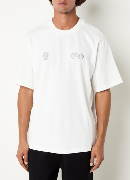 Purple Mountain Observatory Globe T-shirt met logo- en backprint - achterkant 2 wit