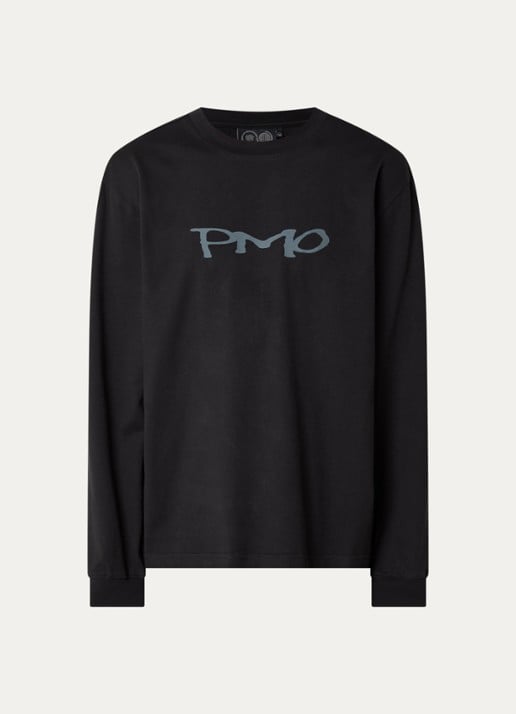 Purple Mountain Observatory Moons longsleeve met logo- en backprint - voorkant 2 zwart