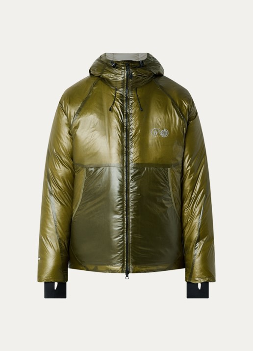Purple Mountain Observatory Shield puffer jack met donsvulling en glanzende finish - voorkant 3 olijfgroen