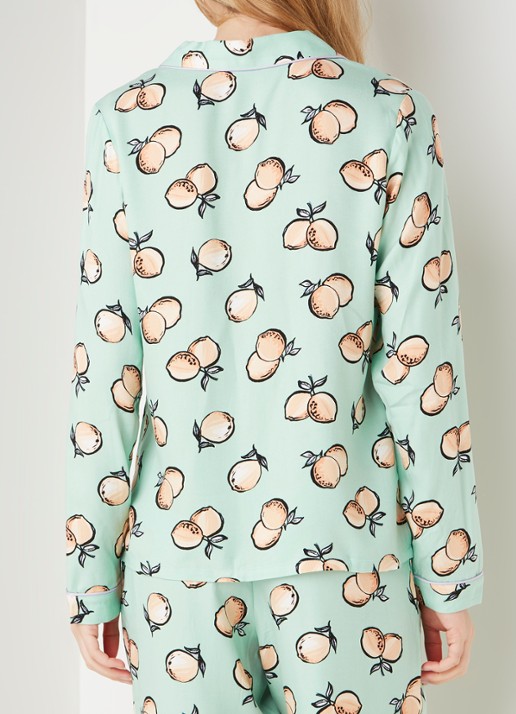 Pyjamatop met print - achterkant 4 lichtgroen