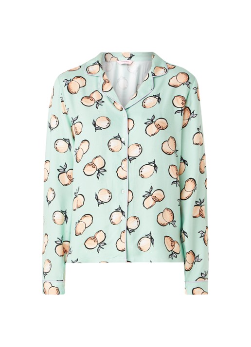 Pyjamatop met print - voorkant 2 lichtgroen