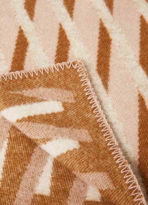 Røros Tweed Bislett plaid van lamswol 135 x 200 cm - detail 3 bruin