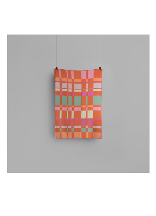 Røros Tweed City plaid van wol 135 x 200 cm - detail 2 oranje