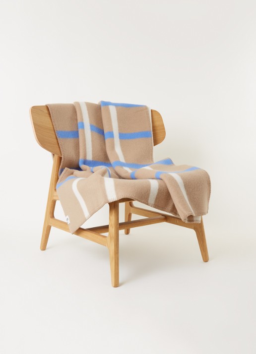 Røros Tweed Knut plaid van lamswol 200 x 135 cm  - voorkant 2 zand