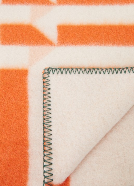 Røros Tweed Kvam plaid van lamswol 135 x 200 cm - detail 3 oranje