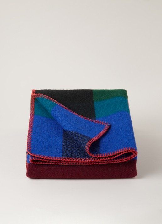 Røros Tweed Mikkel plaid van wol 135 x 200 cm - voorkant 5 royalblauw