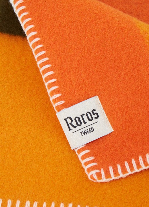 Røros Tweed Mikkel plaid van wol 135 x 200 cm - detail 3 oranje