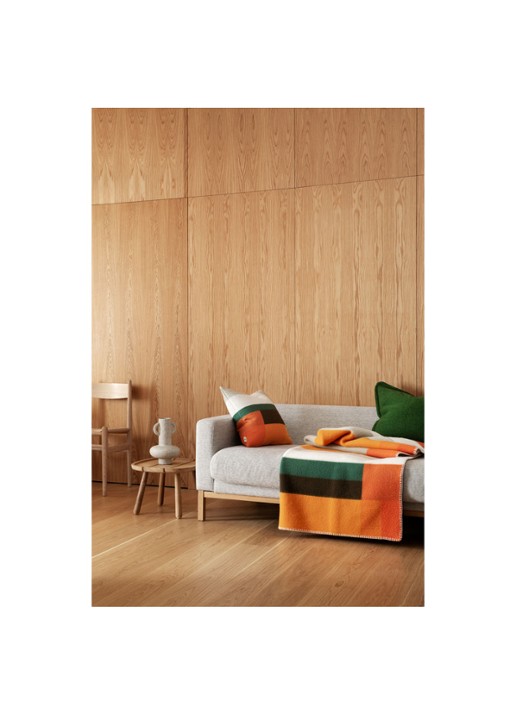 Røros Tweed Mikkel plaid van wol 135 x 200 cm - voorkant 2 oranje