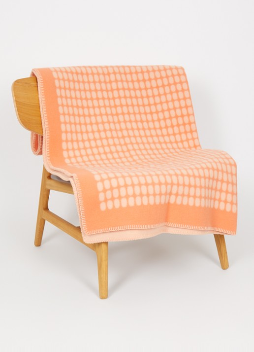 Røros Tweed Palette plaid van scheerwol 135 x 200 cm - voorkant 2 koraalroze