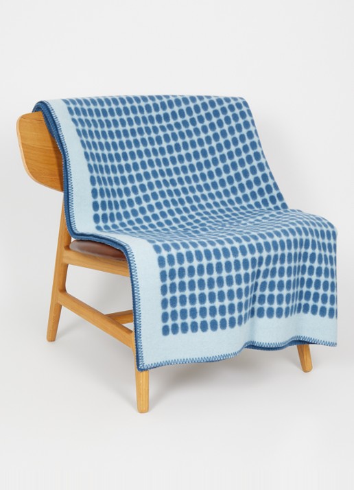 Røros Tweed Palette plaid van scheerwol 135 x 200 cm - voorkant 2 blauw