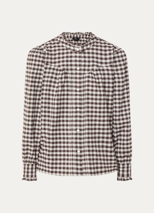 Rails Alanna blouse met ruitdessin - voorkant 3 donkerbruin