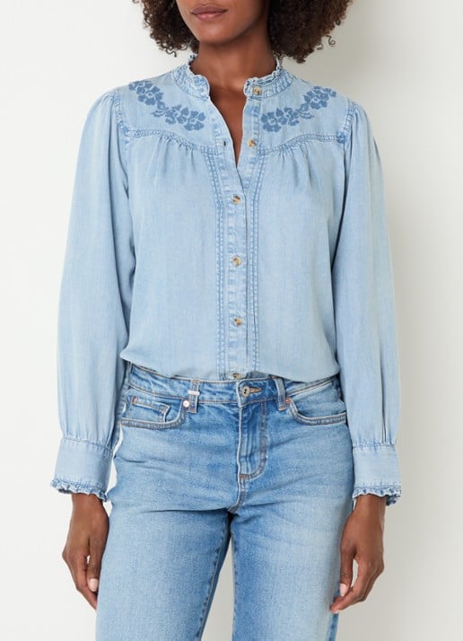 Rails Alanna blouse van chambray met bloemborduring