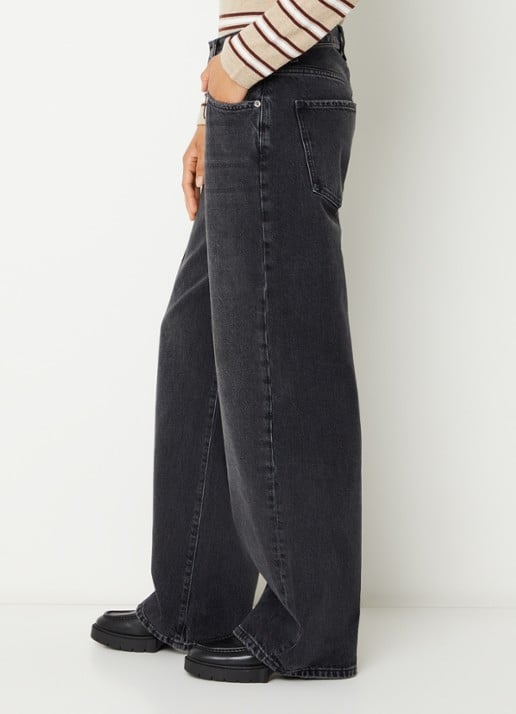 Rails Belmont high waist wide leg jeans met gekleurde wassing - detail 2 zwart