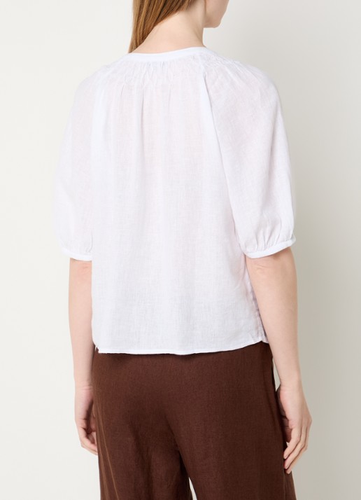Rails Blouse in linnenblend met ronde hals - achterkant wit