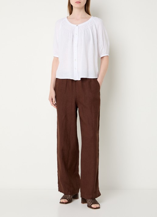 Rails Blouse in linnenblend met ronde hals - voorkant 4 wit