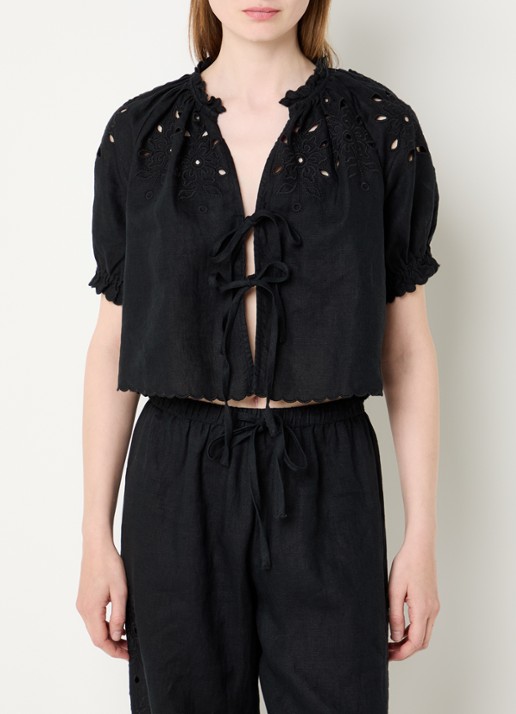 Rails Blouse van linnen met cut-out detail