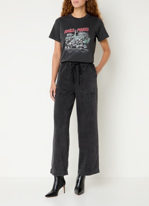 Rails Boyfriend T-shirt met logoprint - voorkant 3 antraciet